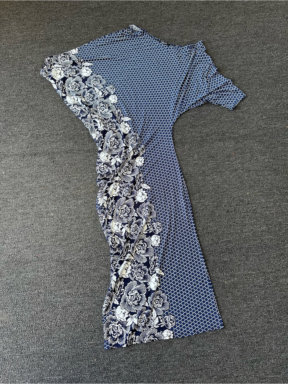 Mary Cool Paris Navy Floral Panel Midi Dress